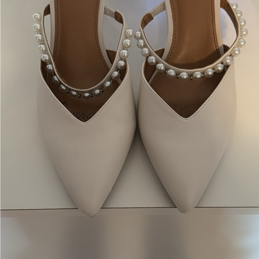 Dolce Vita Cream Pearl-Embellished Heels